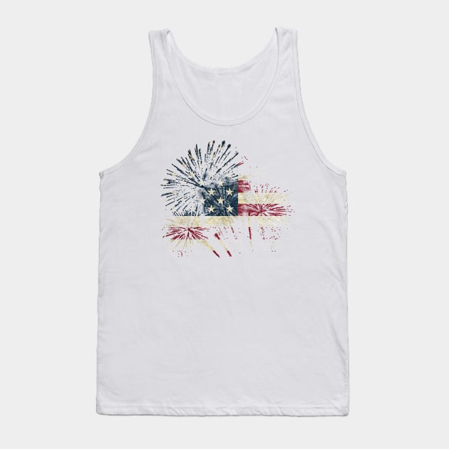 Happy July 4th American USA Flag Colorful Fireworks Tank Top by TheRelaxedWolf